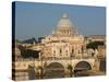 Rome, Italy. St Peter's Basilica. Tiber river and Sant'Angelo Bridge in foreground.-null-Stretched Canvas