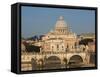 Rome, Italy. St Peter's Basilica. Tiber river and Sant'Angelo Bridge in foreground.-null-Framed Stretched Canvas