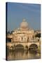 Rome, Italy. St Peter's Basilica. Tiber river and Sant'Angelo Bridge in foreground.-null-Stretched Canvas