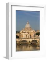 Rome, Italy. St Peter's Basilica. Tiber river and Sant'Angelo Bridge in foreground.-null-Framed Photographic Print