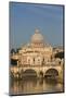 Rome, Italy. St Peter's Basilica. Tiber river and Sant'Angelo Bridge in foreground.-null-Mounted Photographic Print