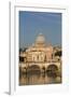 Rome, Italy. St Peter's Basilica. Tiber river and Sant'Angelo Bridge in foreground.-null-Framed Photographic Print