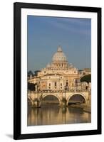 Rome, Italy. St Peter's Basilica. Tiber river and Sant'Angelo Bridge in foreground.-null-Framed Photographic Print