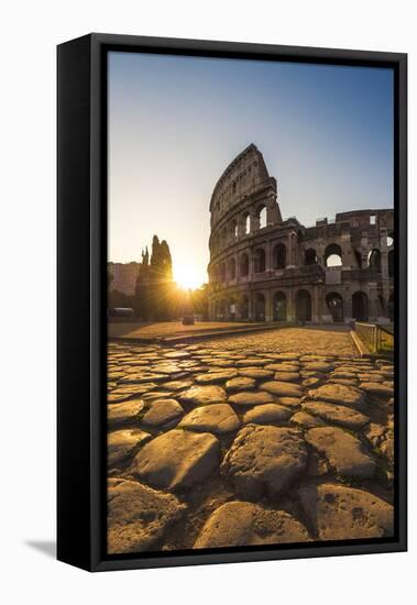 Rome, Lazio, Italy. Colosseum at Summer Sunrise.-Marco Bottigelli-Framed Stretched Canvas