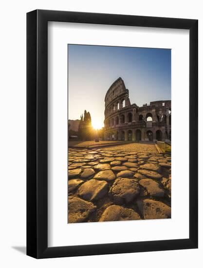 Rome, Lazio, Italy. Colosseum at Summer Sunrise.-Marco Bottigelli-Framed Premium Photographic Print