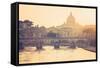 Rome, Lazio, Italy. St Angel Bridge at Sunset.-Marco Bottigelli-Framed Stretched Canvas