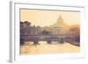 Rome, Lazio, Italy. St Angel Bridge at Sunset.-Marco Bottigelli-Framed Photographic Print