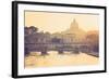 Rome, Lazio, Italy. St Angel Bridge at Sunset.-Marco Bottigelli-Framed Photographic Print