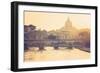 Rome, Lazio, Italy. St Angel Bridge at Sunset.-Marco Bottigelli-Framed Photographic Print