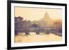 Rome, Lazio, Italy. St Angel Bridge at Sunset.-Marco Bottigelli-Framed Photographic Print