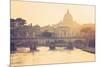 Rome, Lazio, Italy. St Angel Bridge at Sunset.-Marco Bottigelli-Mounted Photographic Print