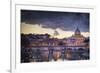 Rome, Lazio, Italy. Sunset on Tevere River, with Saint Peter Cathedral on the Background.-ClickAlps-Framed Photographic Print