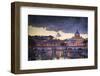 Rome, Lazio, Italy. Sunset on Tevere River, with Saint Peter Cathedral on the Background.-ClickAlps-Framed Photographic Print