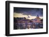 Rome, Lazio, Italy. Sunset on Tevere River, with Saint Peter Cathedral on the Background.-ClickAlps-Framed Photographic Print