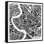 Rome Map Black-Laura Marshall-Framed Stretched Canvas