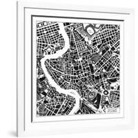 Rome Map Black-Laura Marshall-Framed Art Print