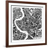 Rome Map Black-Laura Marshall-Framed Art Print