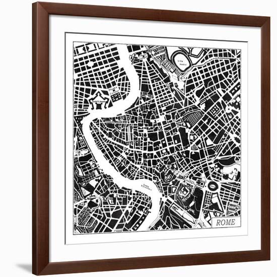 Rome Map Black-Laura Marshall-Framed Art Print