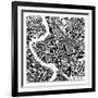 Rome Map Black-Laura Marshall-Framed Art Print