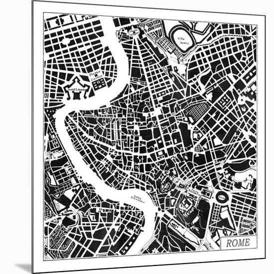 Rome Map Black-Laura Marshall-Mounted Art Print