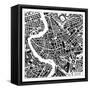 Rome Map Black-Laura Marshall-Framed Stretched Canvas