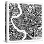 Rome Map Black-Laura Marshall-Stretched Canvas