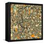 Rome Map-Jazzberry Blue-Framed Stretched Canvas