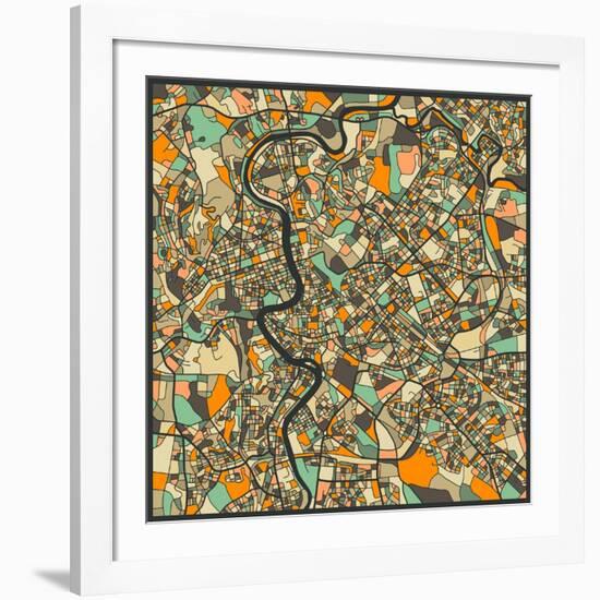 Rome Map-Jazzberry Blue-Framed Art Print