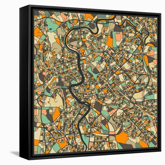 Rome Map-Jazzberry Blue-Framed Stretched Canvas