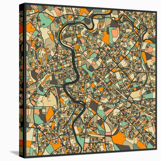 Rome Map-Jazzberry Blue-Stretched Canvas