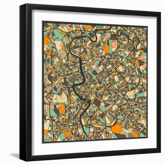 Rome Map-Jazzberry Blue-Framed Art Print