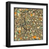 Rome Map-Jazzberry Blue-Framed Art Print