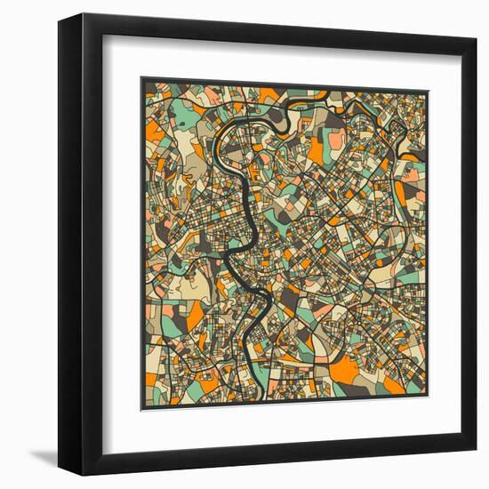 Rome Map-Jazzberry Blue-Framed Art Print