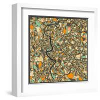 Rome Map-Jazzberry Blue-Framed Art Print