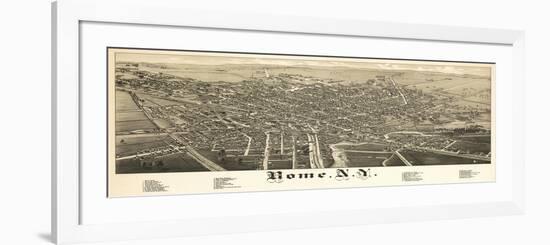 Rome, New York - Panoramic Map-Lantern Press-Framed Premium Giclee Print