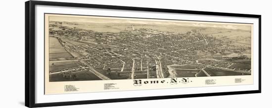 Rome, New York - Panoramic Map-Lantern Press-Framed Premium Giclee Print