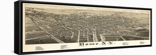Rome, New York - Panoramic Map-Lantern Press-Framed Stretched Canvas