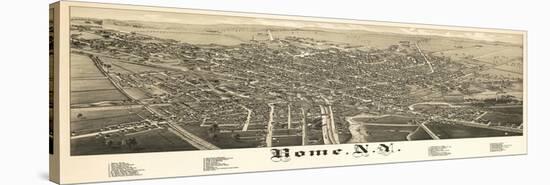 Rome, New York - Panoramic Map-Lantern Press-Stretched Canvas