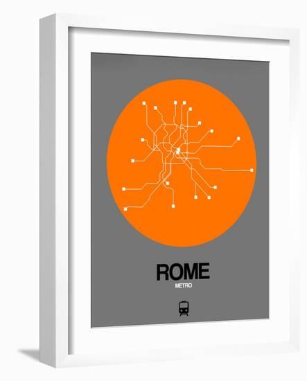 Rome Orange Subway Map-NaxArt-Framed Art Print