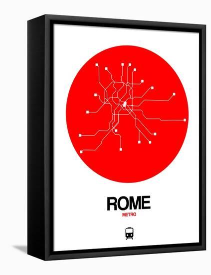 Rome Red Subway Map-NaxArt-Framed Stretched Canvas