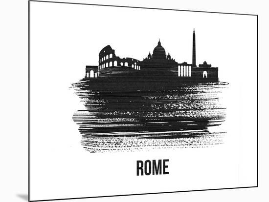 Rome Skyline Brush Stroke - Black II-NaxArt-Mounted Art Print