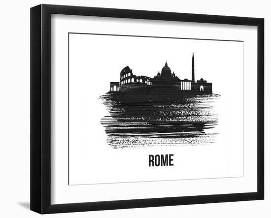 Rome Skyline Brush Stroke - Black II-NaxArt-Framed Art Print
