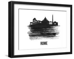 Rome Skyline Brush Stroke - Black II-NaxArt-Framed Art Print