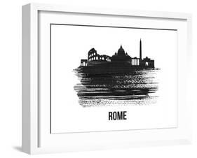 Rome Skyline Brush Stroke - Black II-NaxArt-Framed Art Print
