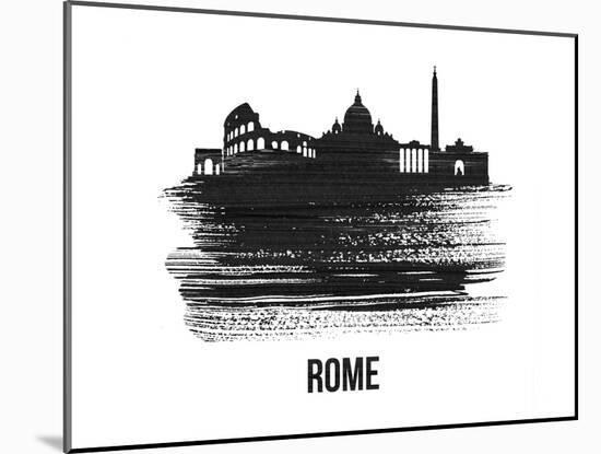 Rome Skyline Brush Stroke - Black II-NaxArt-Mounted Art Print