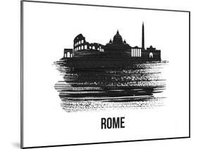 Rome Skyline Brush Stroke - Black II-NaxArt-Mounted Art Print