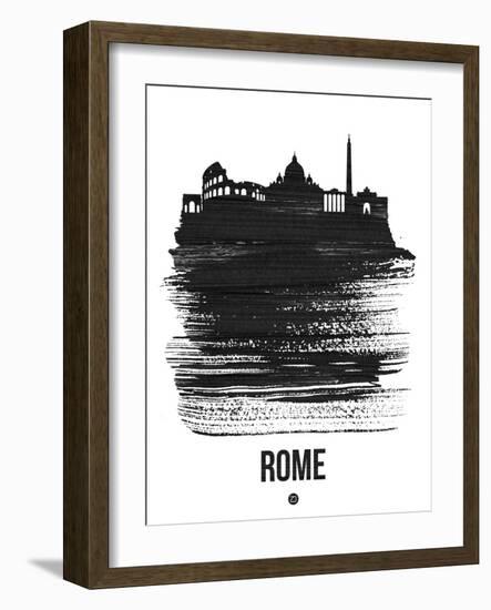 Rome Skyline Brush Stroke - Black-NaxArt-Framed Art Print