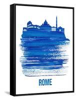 Rome Skyline Brush Stroke - Blue-NaxArt-Framed Stretched Canvas