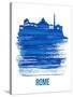 Rome Skyline Brush Stroke - Blue-NaxArt-Stretched Canvas