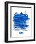 Rome Skyline Brush Stroke - Blue-NaxArt-Framed Art Print